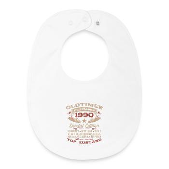 35th Birthday Gift Vintage Car December 1990 - Baby Organic Bib - white - Front