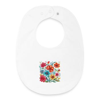 Vibrant floral splendour - Baby Organic Bib - white - Front