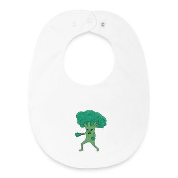 Broco Lee Lustiger Brokkoli Kampfsport Kung Fu Wortspiel - Baby Organic Lätzchen - Weiß - Vorne