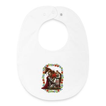 Romance de chevalier et de jeune fille folklore polonaise - Bavoir bébé bio - blanc - Devant