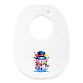 Neon-Schneemann im Winterzauber - Baby Organic Lätzchen - Weiß - Vorne
