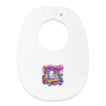 Colorful bear harvest in the flow of colors - Baby Organic Bib - white - Front