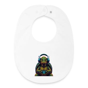 Jeux vidéo drôles avec les animaux de jeu de tortues - Bavoir bébé bio - blanc - Devant