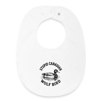 Stupid Canadian Wolf Bird - Baby Organic Bib - white - Front