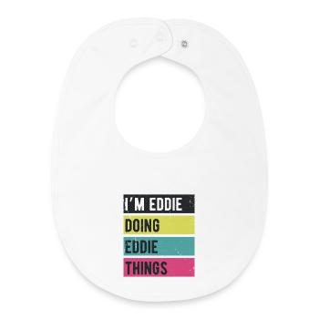 Je suis Eddie qui fait des choses rétro Eddie - Bavoir bébé bio - blanc - Devant