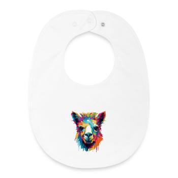 Llama Farbexplosion Popart - Baby Organic Lätzchen - Weiß - Vorne