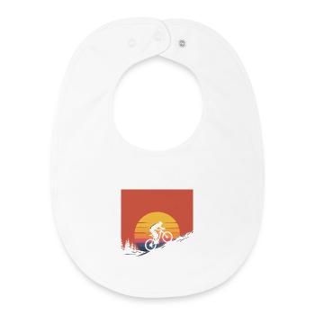 Mountain Biker Sunset Silhouette - Baby Organic Bib - white - Front