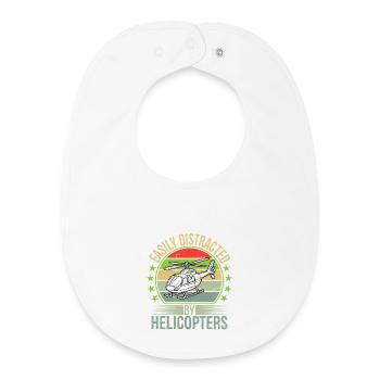Easily Distracted By Helicopters - Baby Organic Bib - white - Front