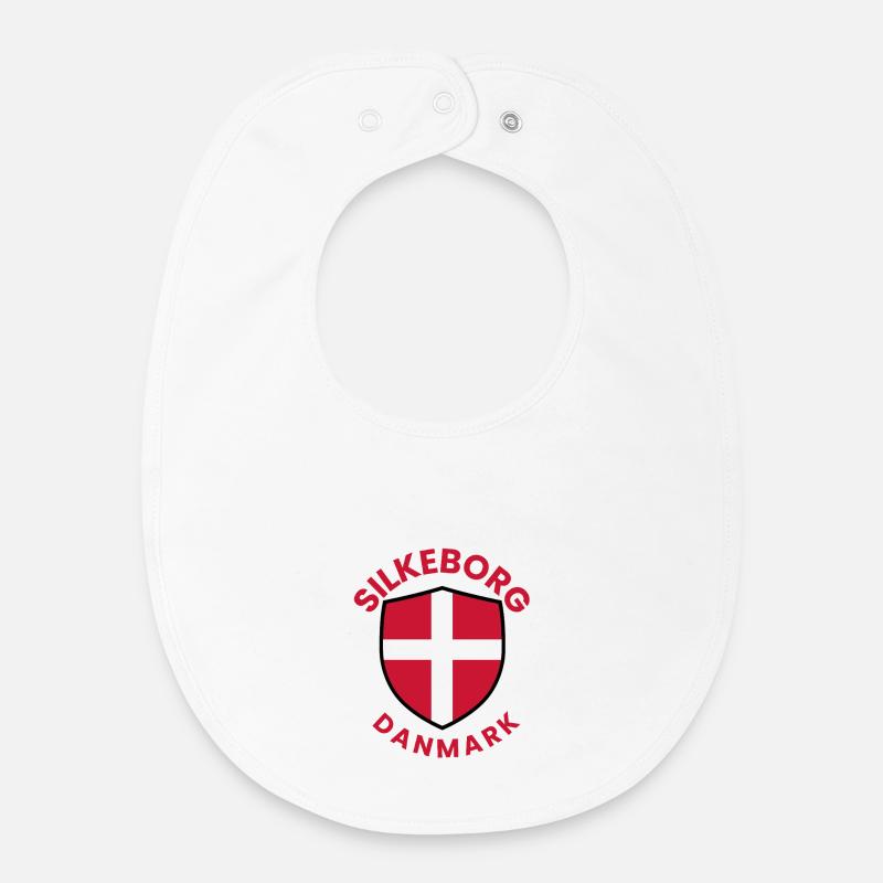 Silkeborg Denmark Shield Emblem - Baby Organic Bib - white