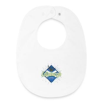 Edinburgh Capital of Scotland with bagpipes - Baby Organic Bib - white - Front