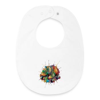 Roller Skates - Retro Urban Sports Illustration - Baby Organic Bib - white - Front