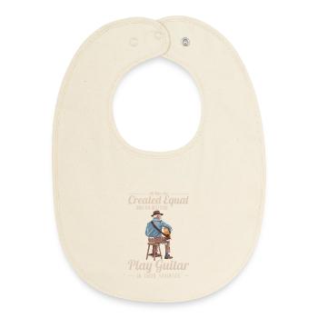 Guitarist Saying – Only the Best Play Guitar - Baby Organic Bib - soft Ecru - Front