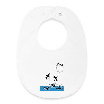 Penguin Jump Into The Water Pocket Design - Baby Organic Bib - white - Front