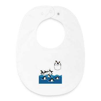 Penguin Jump Into The Water Pocket Design - Baby Organic Bib - white - Front