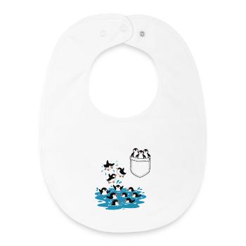 Penguin Jump Into The Water Pocket Design - Baby Organic Bib - white - Front