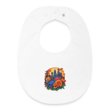 Vibrant flower city - Baby Organic Bib - white - Front
