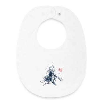 Poisson rouge avec tampon kanji - Bavoir bébé bio - blanc - Devant