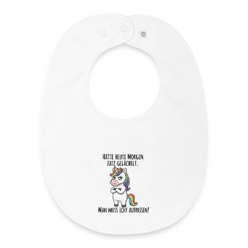 Almost Smiled – Grumpy Unicorn Morning Grouch - Baby Organic Bib - white - Front