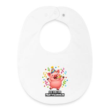 Party Schwein Kostüm Fasching Silvester feiern - Baby Organic Lätzchen - Weiß - Vorne