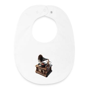 Antique Gramophone Vinyl Nostalgia - Baby Organic Bib - white - Front