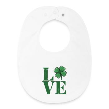 Love Kleeblatt Vintage Grün - Baby Organic Lätzchen - Weiß - Vorne