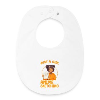 Nur Ein Mädchen, Das Anime Liebt Und Afro Zeichnet - Baby Organic Lätzchen - Weiß - Vorne