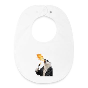 Veste en cuir à souffle de feu d’ours polaire - Bavoir bébé bio - blanc - Devant