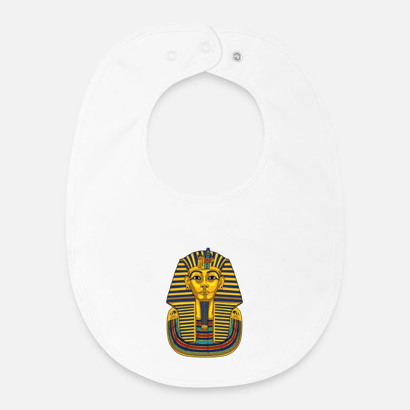 Conception du masque du roi Toufou en or de l’Égypte antique - Bavoir bébé bio - blanc