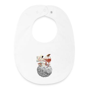 Moon piano with spacesuit - Baby Organic Bib - white - Front