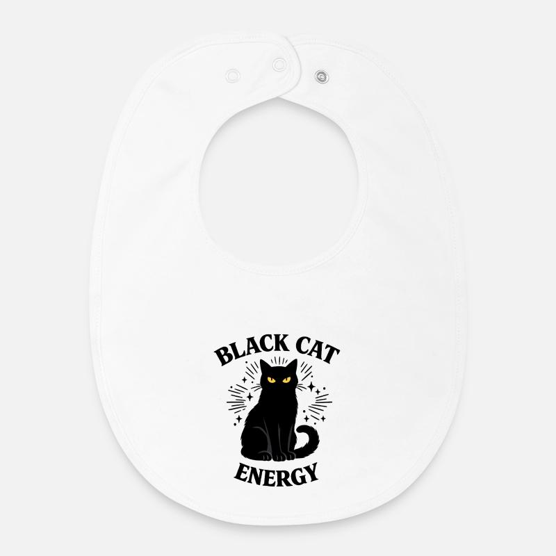 Énergie du chat noir - Bavoir bébé bio - blanc