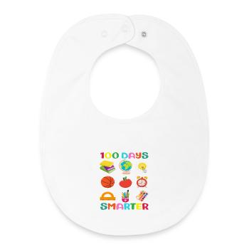 100 Days Smart School Icons Design - Baby Organic Bib - white - Front