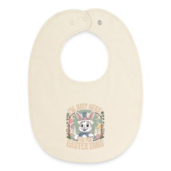 Ostern T-Shirt Lustig – Hase mit Zylinder - Baby Organic Lätzchen - Natur - Vorne