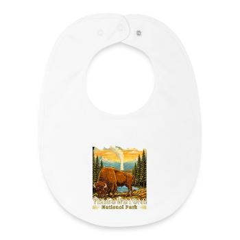 Camping de bisons du parc national de Yellowstone - Bavoir bébé bio - blanc - Devant