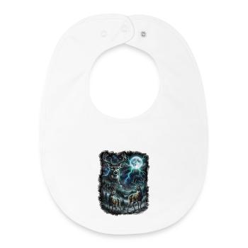 THREE Wild Deer with Moon Wildlife Designs - Baby Organic Bib - white - Front