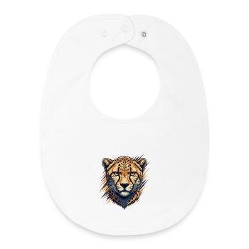 Style Pinceau Néon Tête de Guépard - Bavoir bébé bio - blanc - Devant