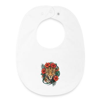 Leopard head in tropical flair - Baby Organic Bib - white - Front