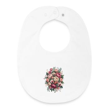 Décor floral - Bavoir bébé bio - blanc - Devant