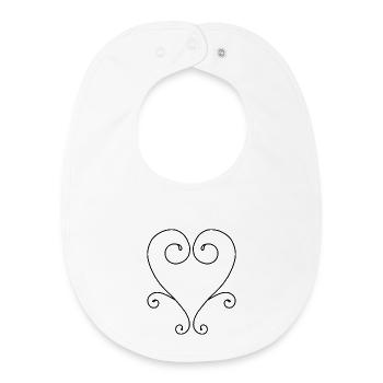 Swirly Heart Design - Baby Organic Bib - white - Front