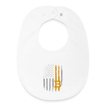 Bitcoin US Flag Crypto Patriotic Blockchain BTC - Bavoir bébé bio - blanc - Devant