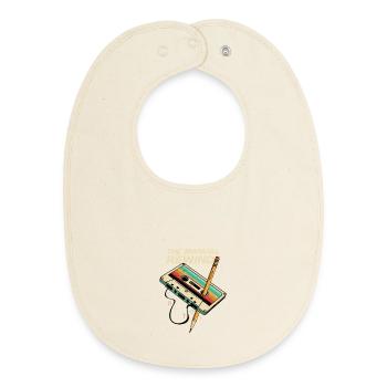 Retro Kassette Bleistift 80er Jahre Musik - Baby Organic Lätzchen - Natur - Vorne
