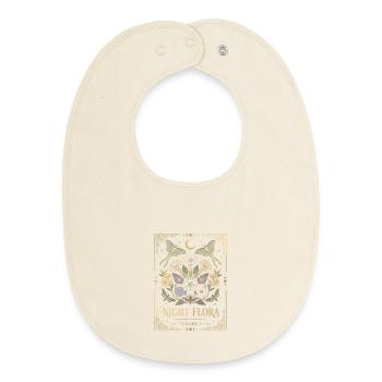 Night Blossoms Moon Motifs - Baby Organic Bib - soft Ecru - Front