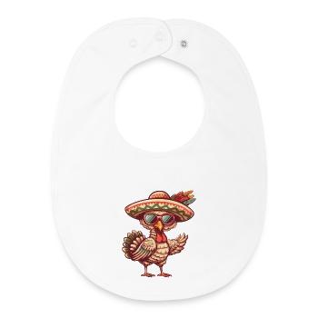 Sombrero comique drôle de la bande dessinée de la dinde - Bavoir bébé bio - blanc - Devant