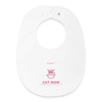 Funny Cat Mom Gift T-Shirt | Because Crazy Cat Lad - Baby Organic Bib - white - Front