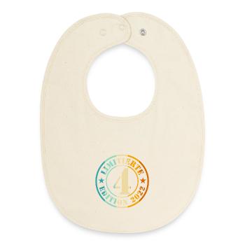 4. Geburtstag Junge Mädchen - Baby Organic Lätzchen - Natur - Vorne