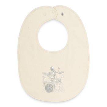 Rutherford B. Hayes plays drums - Baby Organic Bib - soft Ecru - Front
