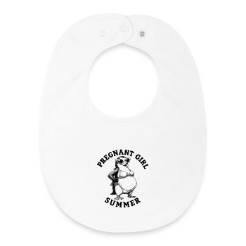 Fille enceinte, été, plage, pingouin, désir - Bavoir bébé bio - blanc - Devant