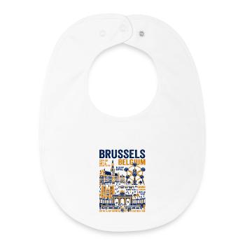 Illustrated Landmarks Of Brussels Belgium Capital - Baby Organic Lätzchen - Weiß - Vorne