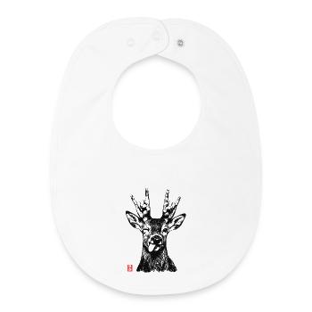 Motif drôle du festival Heavy Metal, Rocker Deer - Bavoir bébé bio - blanc - Devant