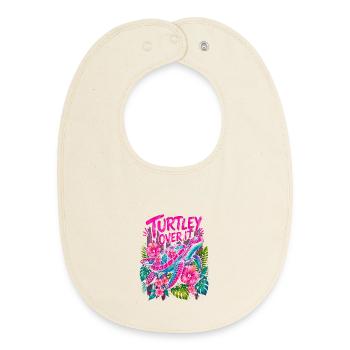 Tortue Sur Ça Mignonne Fleur de Tortue - Bavoir bébé bio - écru doux - Devant