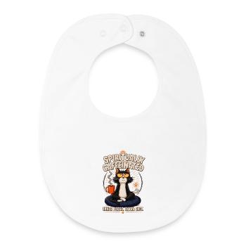 Spirited Cat Coffee Meditation - Baby Organic Bib - white - Front